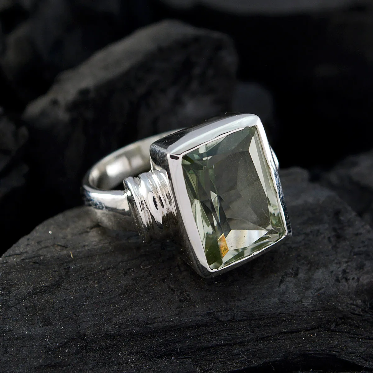 Genuine Gems Green Amethyst Silver Rings Homemade Jewelry Cleaner