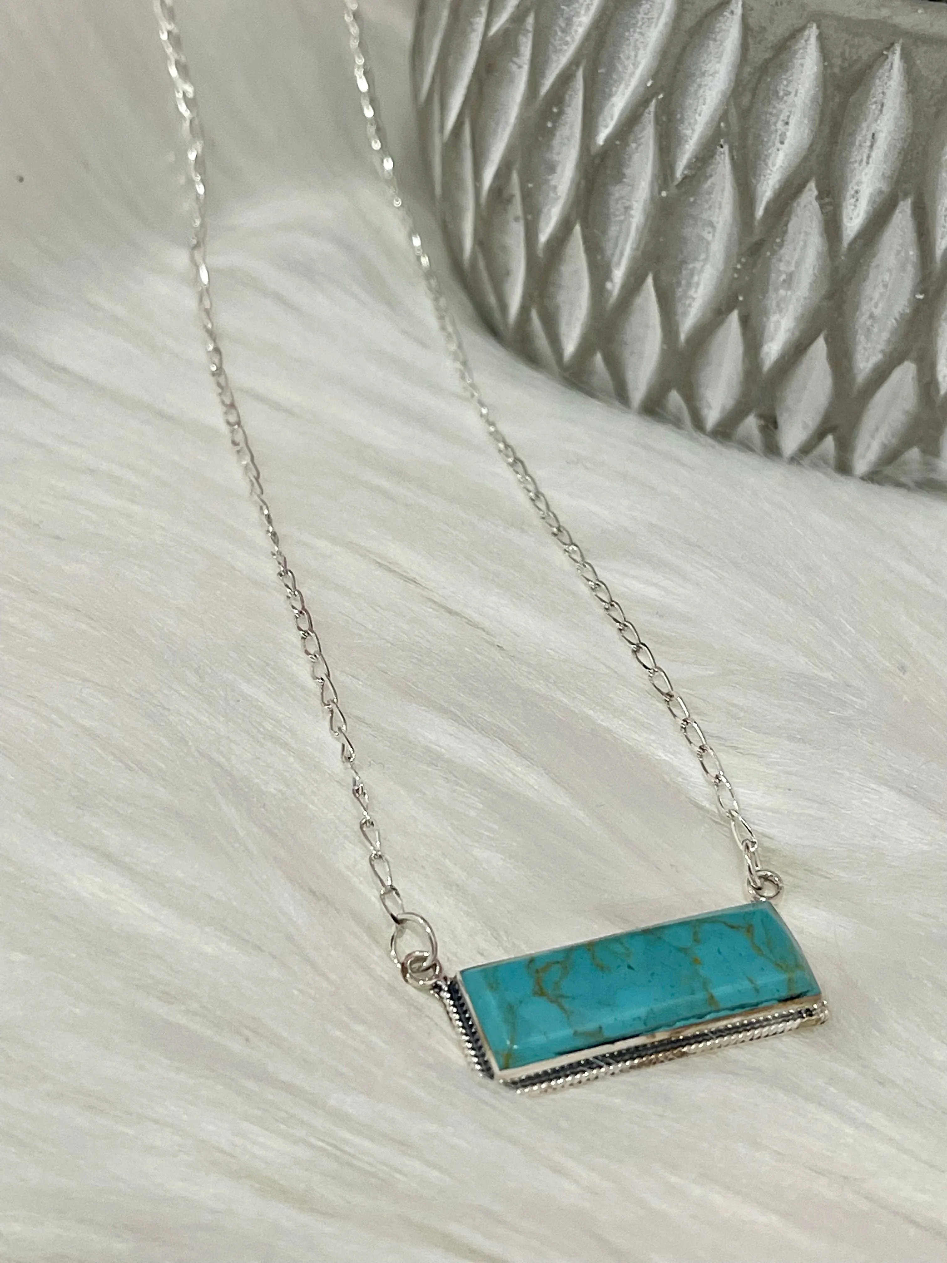 Genuine Kingman Turquoise Bar Necklace