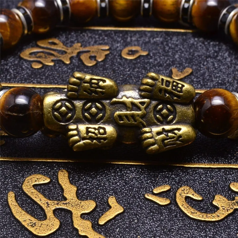 Genuine Tiger Eye Wealth and Good Luck Chinese Fengshui Pixiu Bracelet