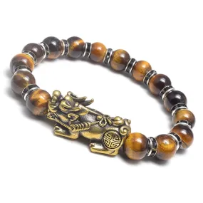 Genuine Tiger Eye Wealth and Good Luck Chinese Fengshui Pixiu Bracelet