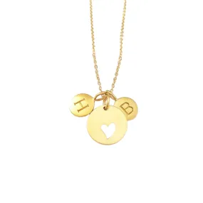 Gold 2 Initial & Heart Charm Necklace