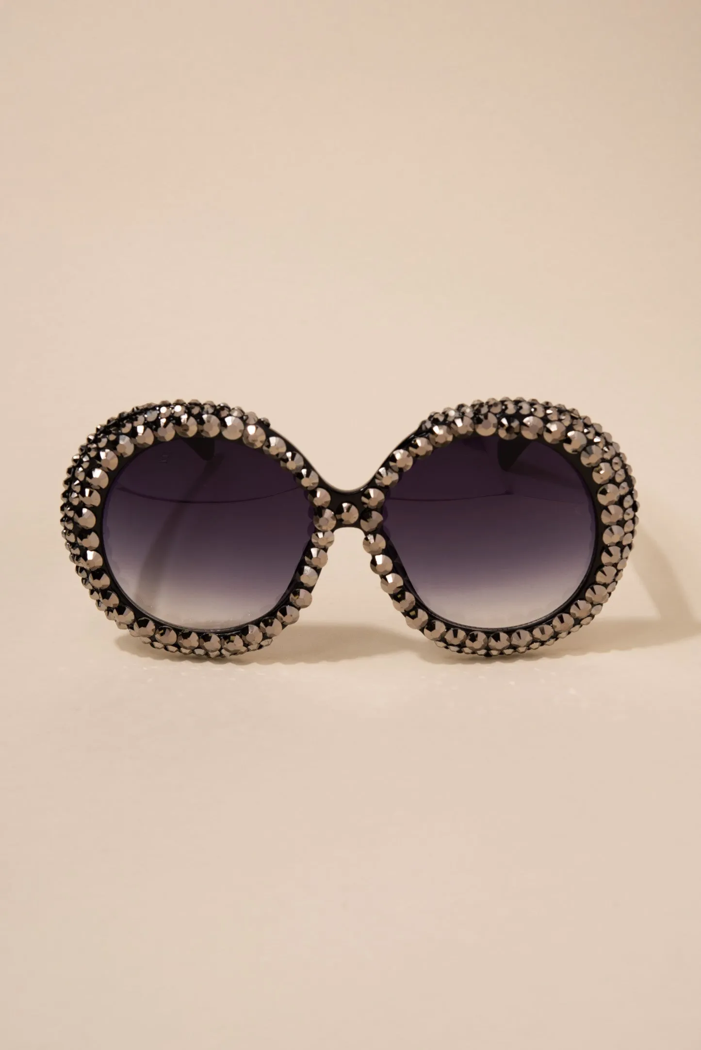 Gracie Oversized Round Frame Rhinestone Sunglasses