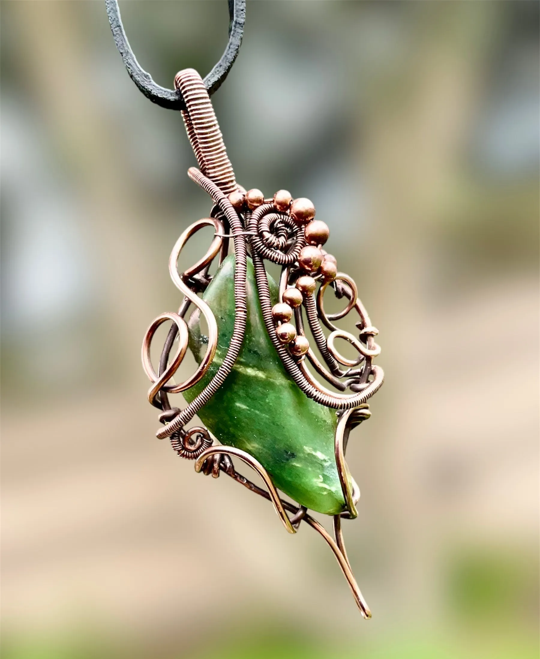 Green Jade Wire Wrapped Pendant