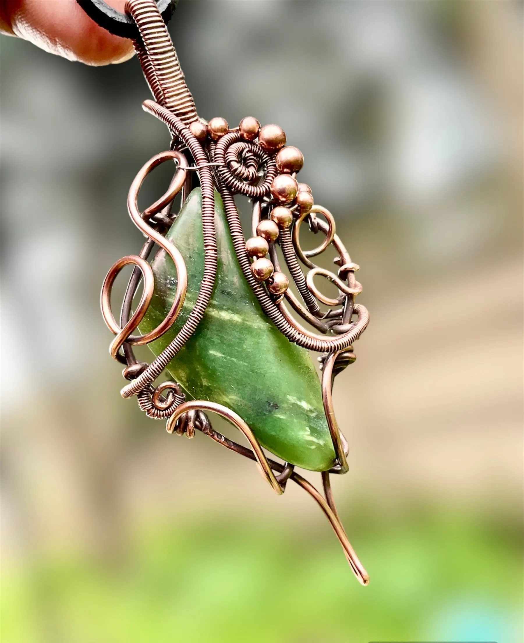 Green Jade Wire Wrapped Pendant