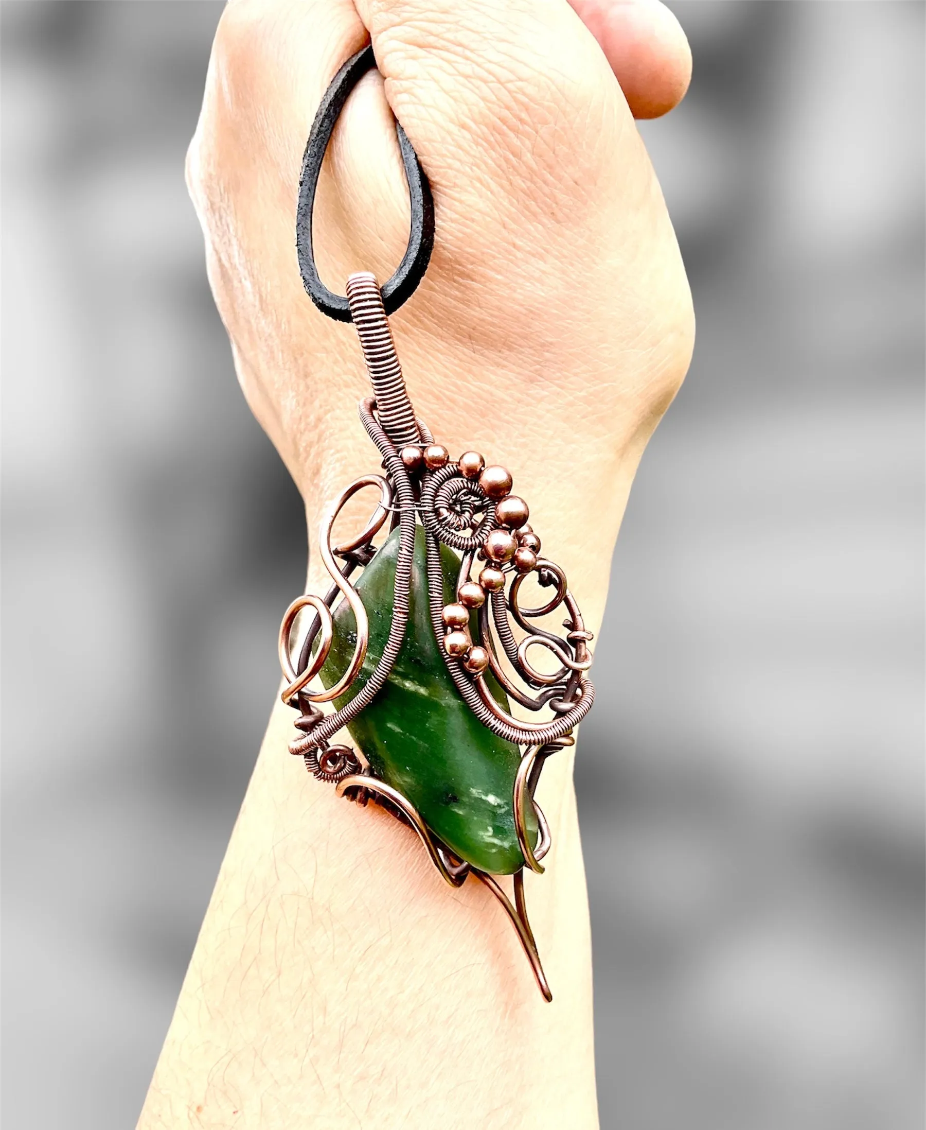 Green Jade Wire Wrapped Pendant