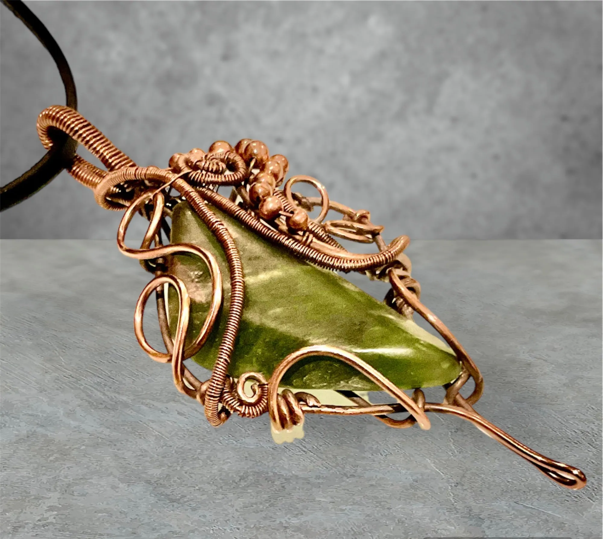 Green Jade Wire Wrapped Pendant