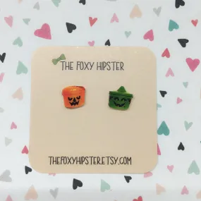 Halloween Bucket Stud Earrings