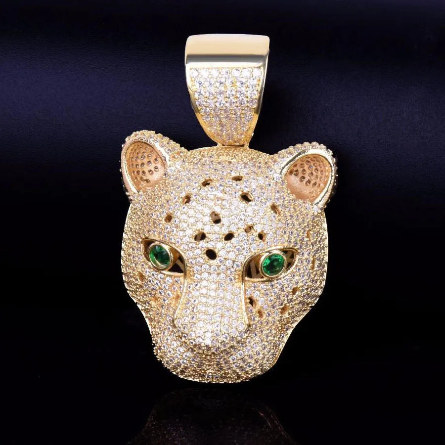 Iced Out Leopard Pendant - Gold