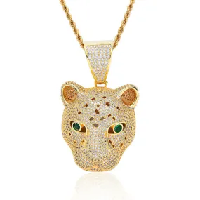 Iced Out Leopard Pendant - Gold