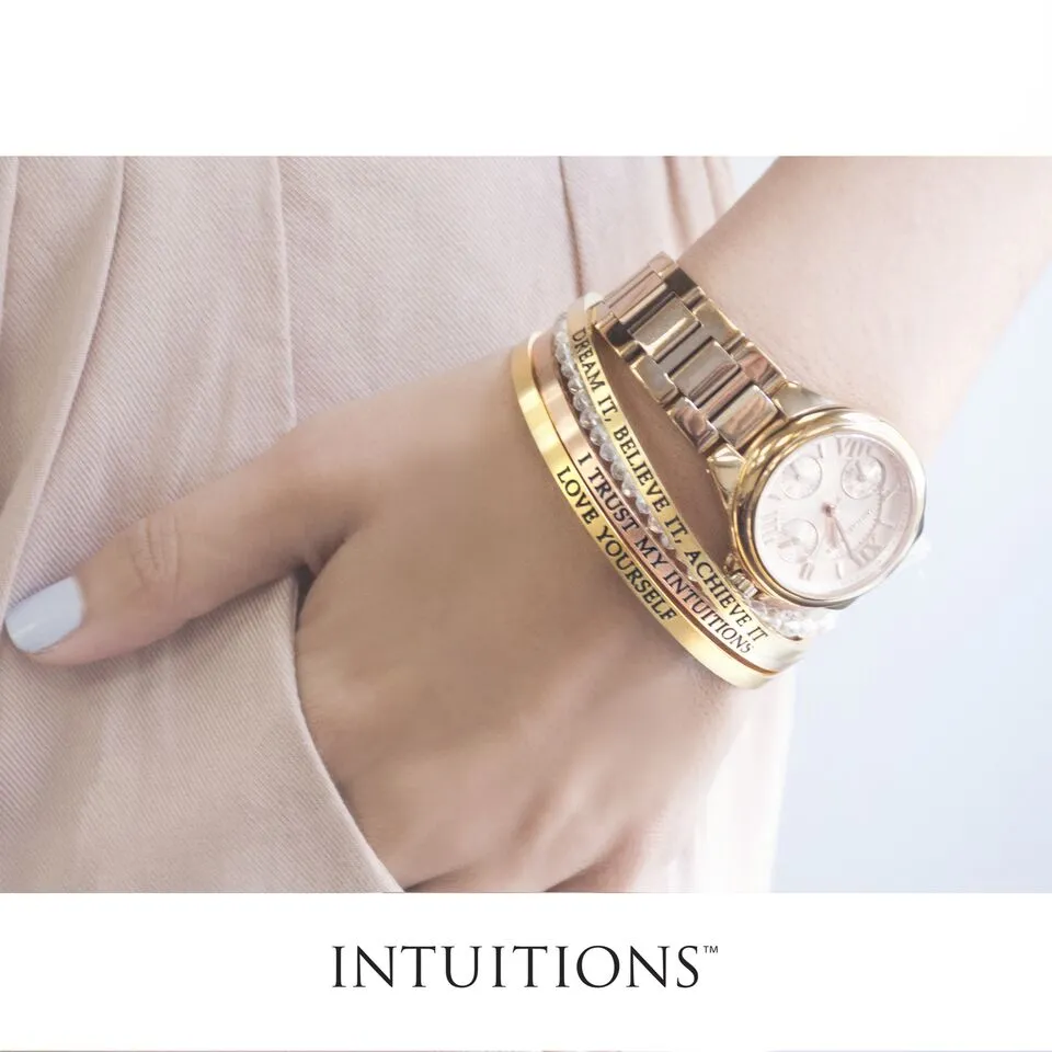 Intuitions Stainless Steel DON’T LOOK BACK Diamond Accent Adjustable Bracelet