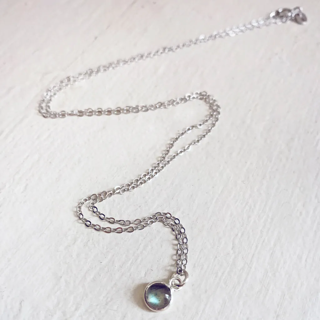 itty bitty Luna // moonstone or labradorite & sterling silver necklace