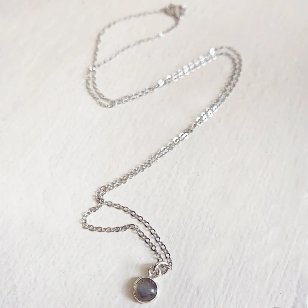 itty bitty Luna // moonstone or labradorite & sterling silver necklace