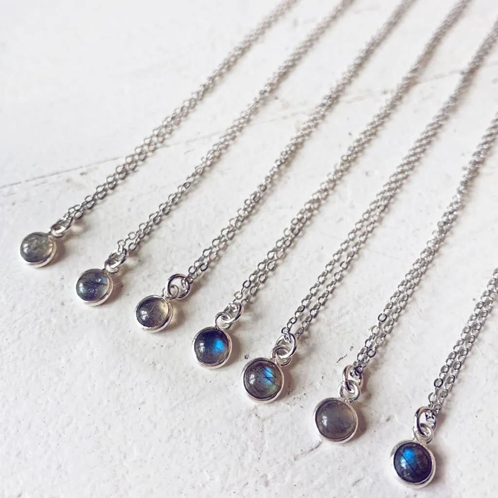 itty bitty Luna // moonstone or labradorite & sterling silver necklace