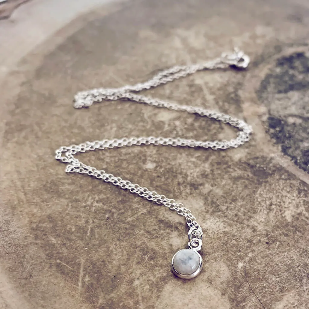 itty bitty Luna // moonstone or labradorite & sterling silver necklace