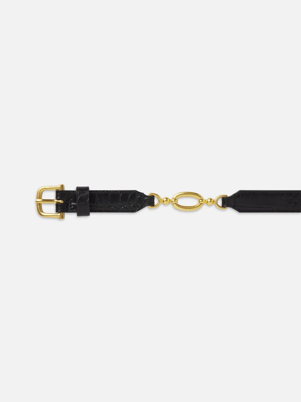 Jewelry Detail Belt -- Black Croc