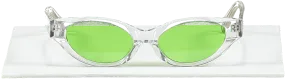 Karen Wazen Green Lens Slim Cat Eye Sunglasses