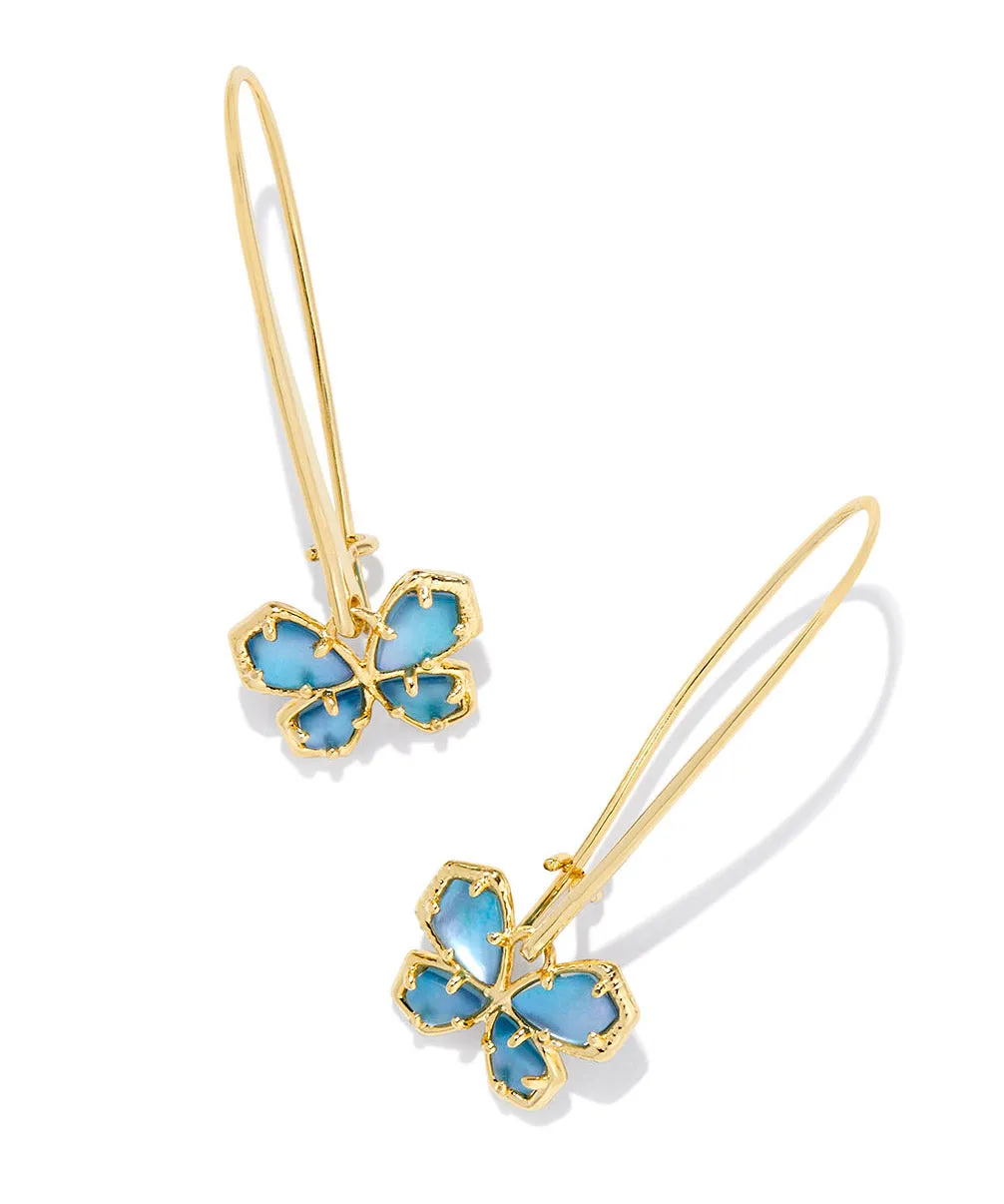 Kendra Scott Mae Butterfly Wire Drop Earrings - Gold/Azalea Pink Mix, Gold/Indigo Watercolor, OR Gold/Golden Abalone