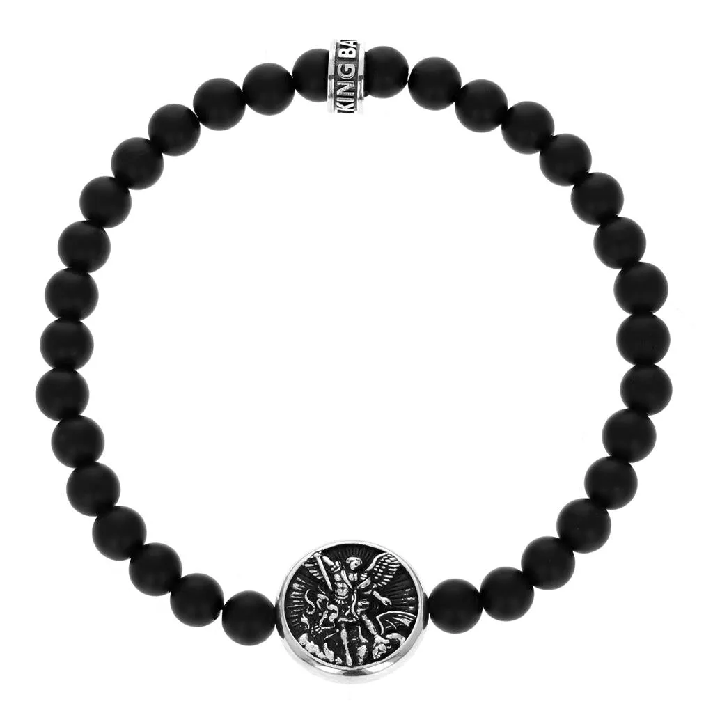 King Baby Saint Michael Onyx Beaded Bracelet