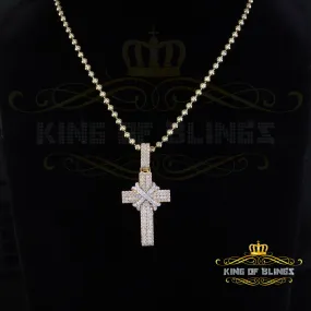 King Of Bling's 925 Sterling Yellow Silver 2.00ct VVS D Clr.Moissanite Cross Pendant Men/ Women.