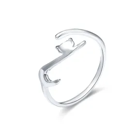 Kitten S925 Silver Open Plain Ring