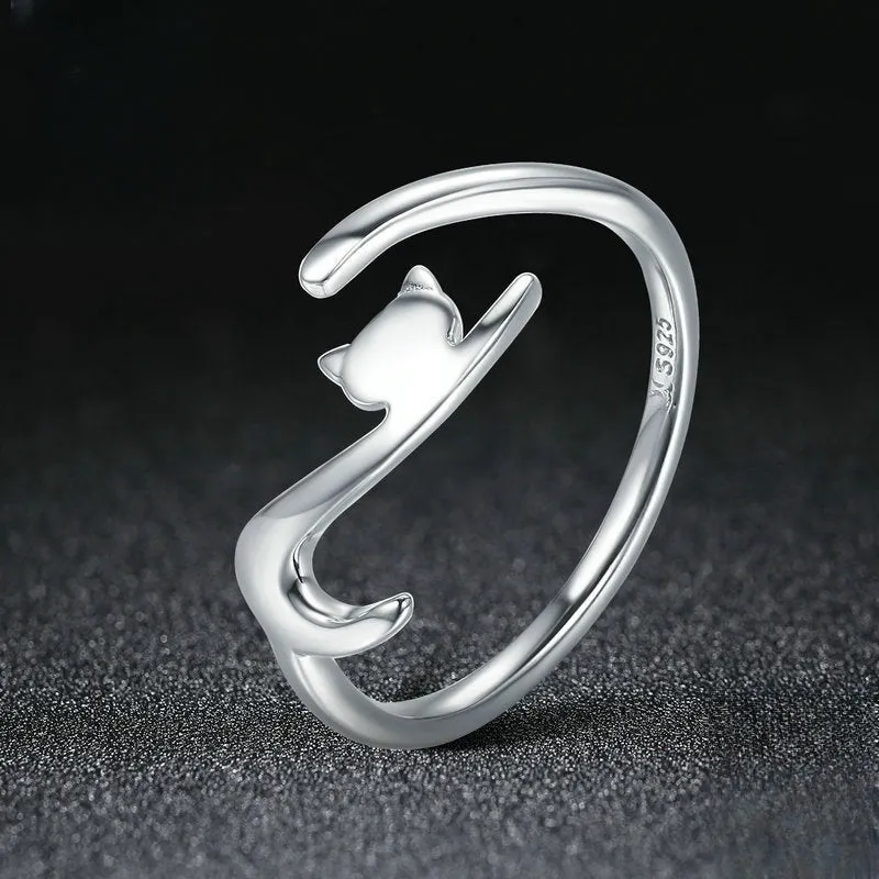 Kitten S925 Silver Open Plain Ring