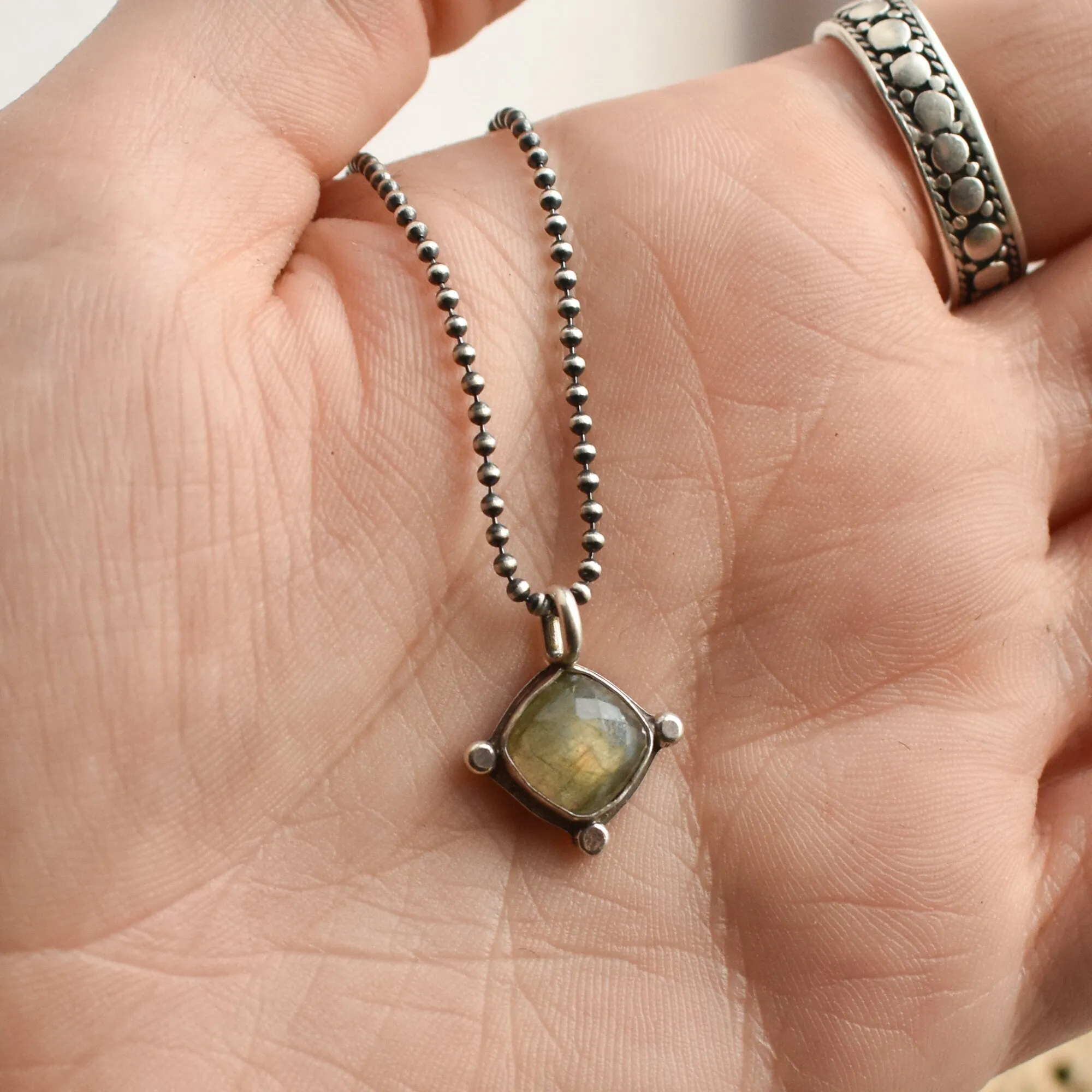 Labradorite Little Charm Pendant - Labradorite Pendant - Labradorite Necklace - Labradorite Charm