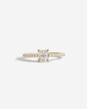 Lara / White Cushion   Pave Ring