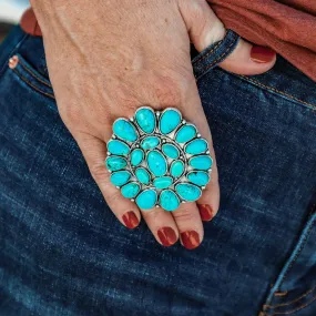 LARGE TURQUOISE NATURAL CLUSTER RING -  STYLE #335