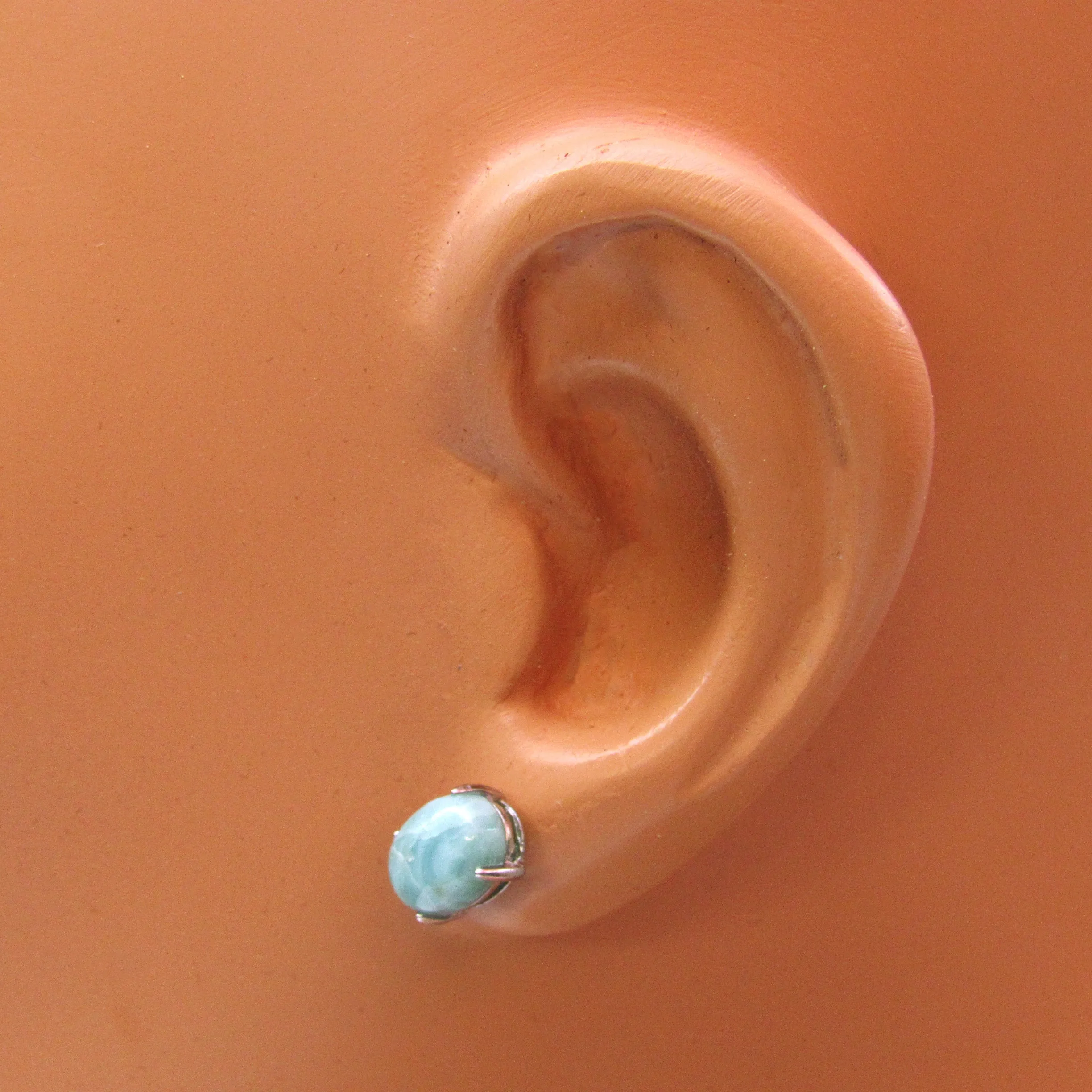 Larimar gemstone and Sterling Silver Stud Earrings