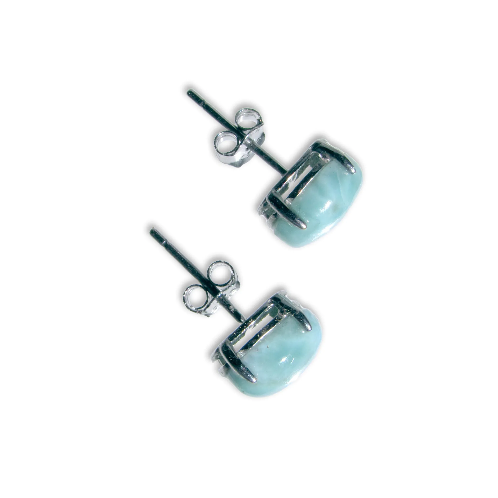 Larimar gemstone and Sterling Silver Stud Earrings