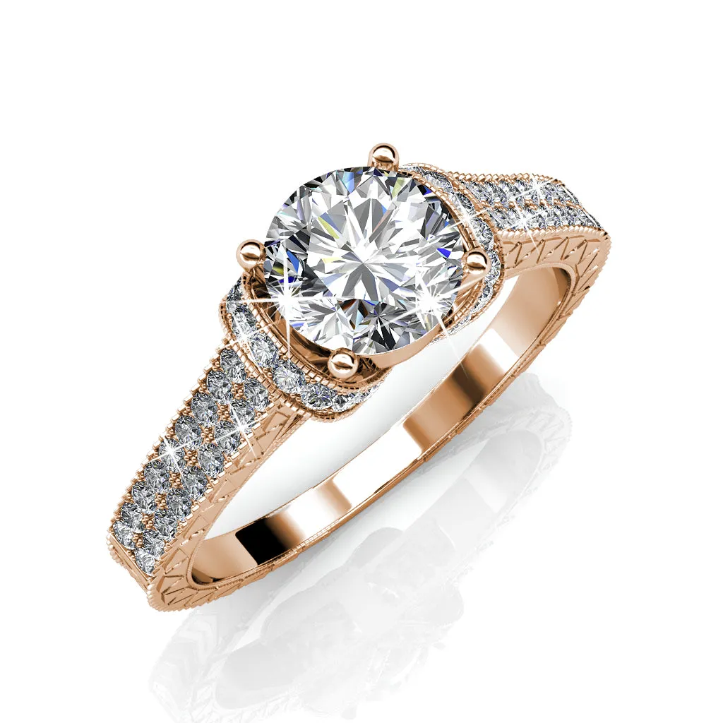 Laya Ruler 18K Rose Gold Plated Swarovski Ring