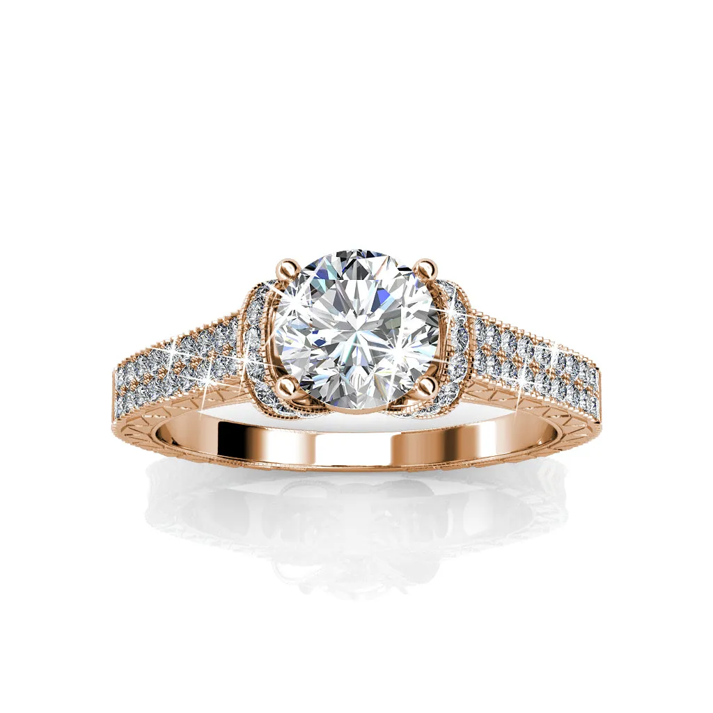 Laya Ruler 18K Rose Gold Plated Swarovski Ring