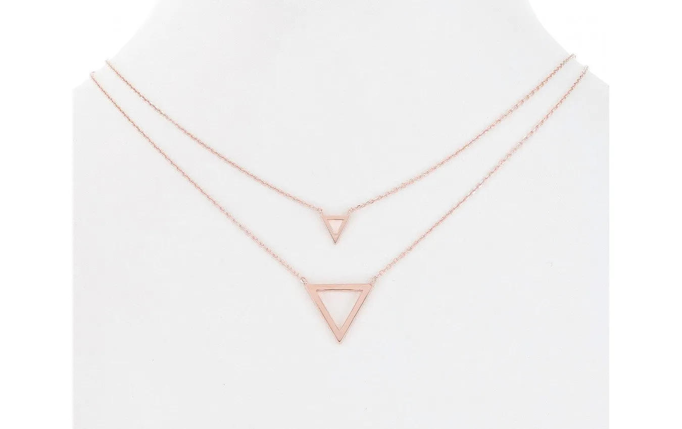 Layered Triangle Necklace-Rose Gold