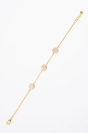 Layla CZ Gold Dipped Disc Bracelet - Gold