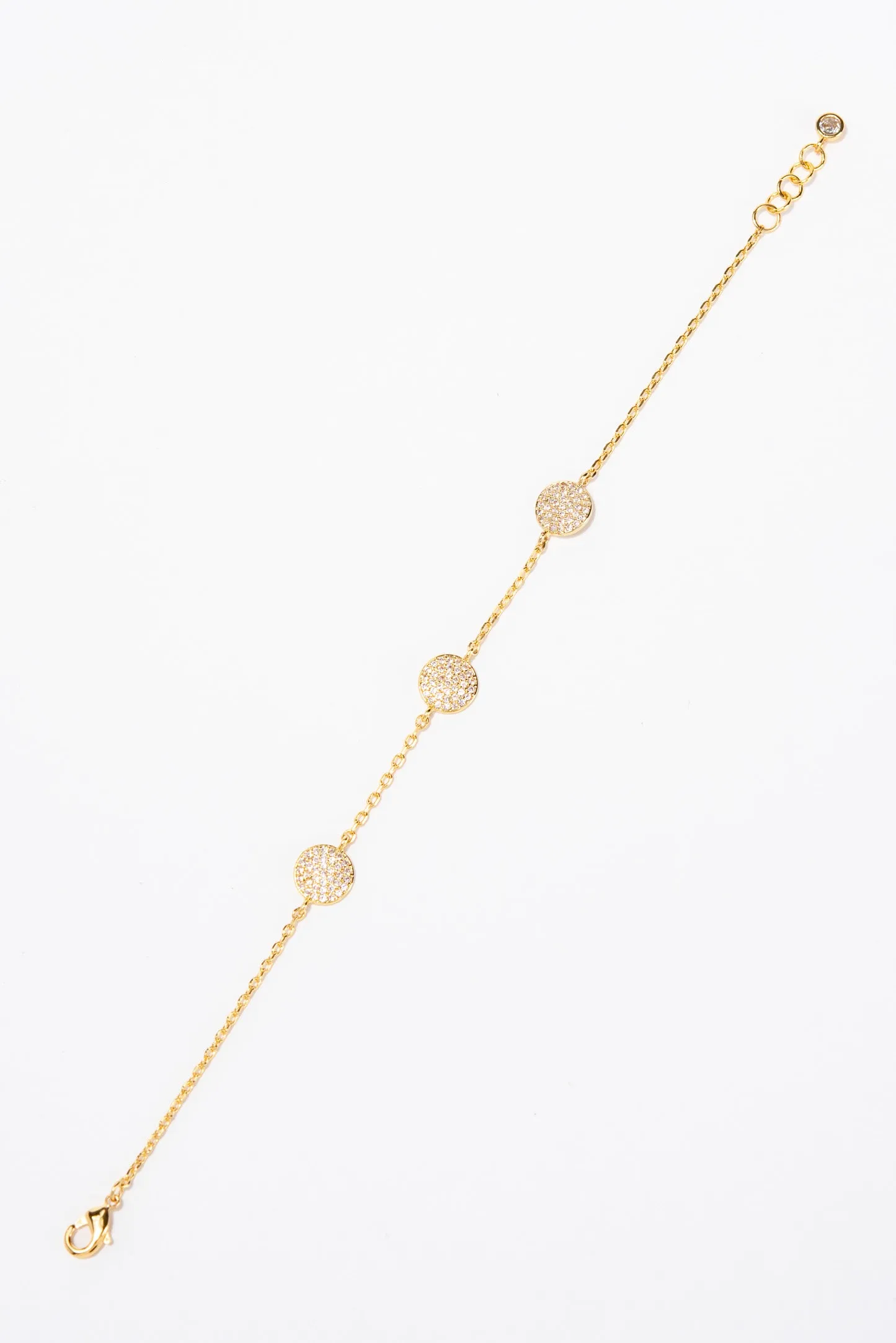 Layla CZ Gold Dipped Disc Bracelet - Gold