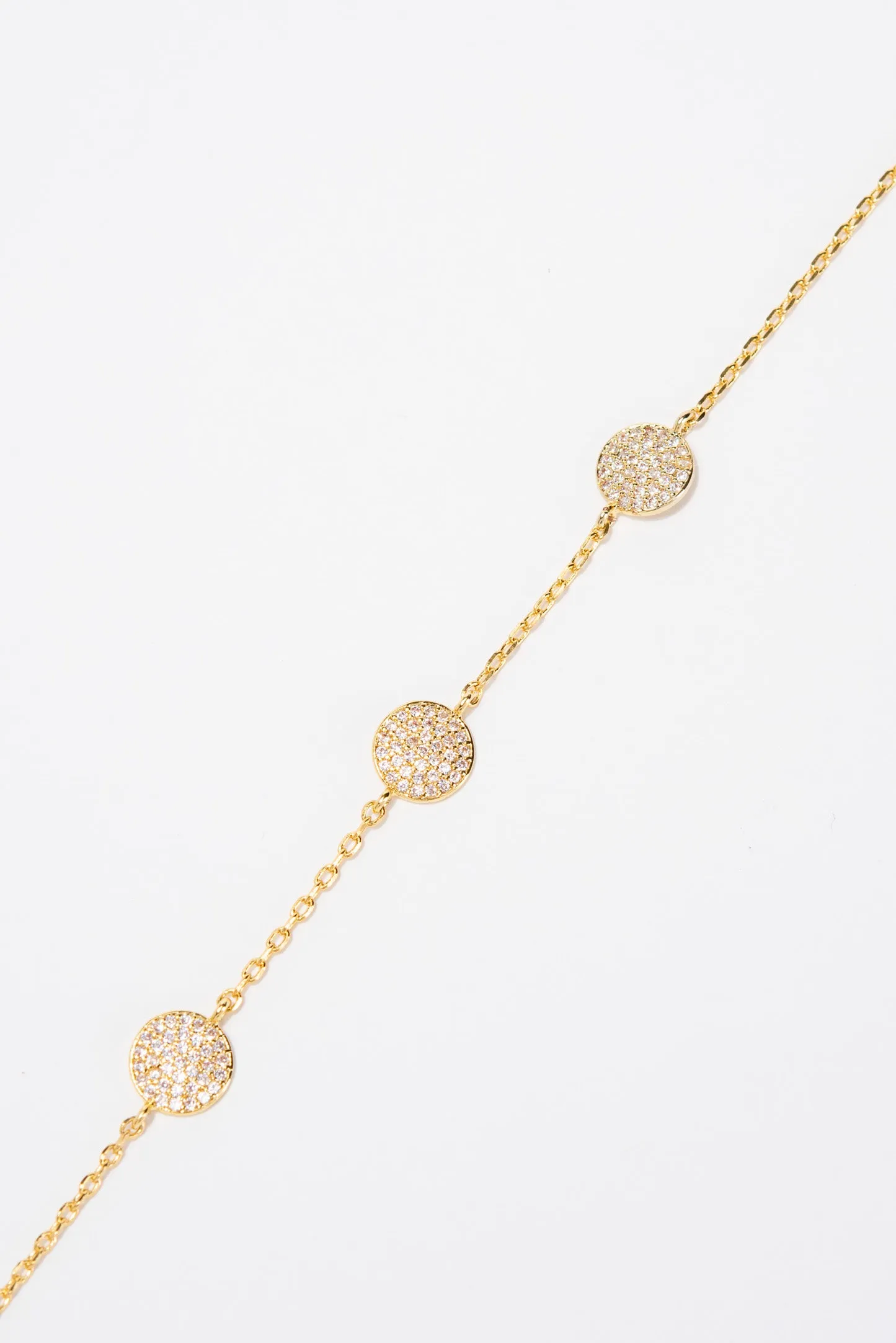 Layla CZ Gold Dipped Disc Bracelet - Gold