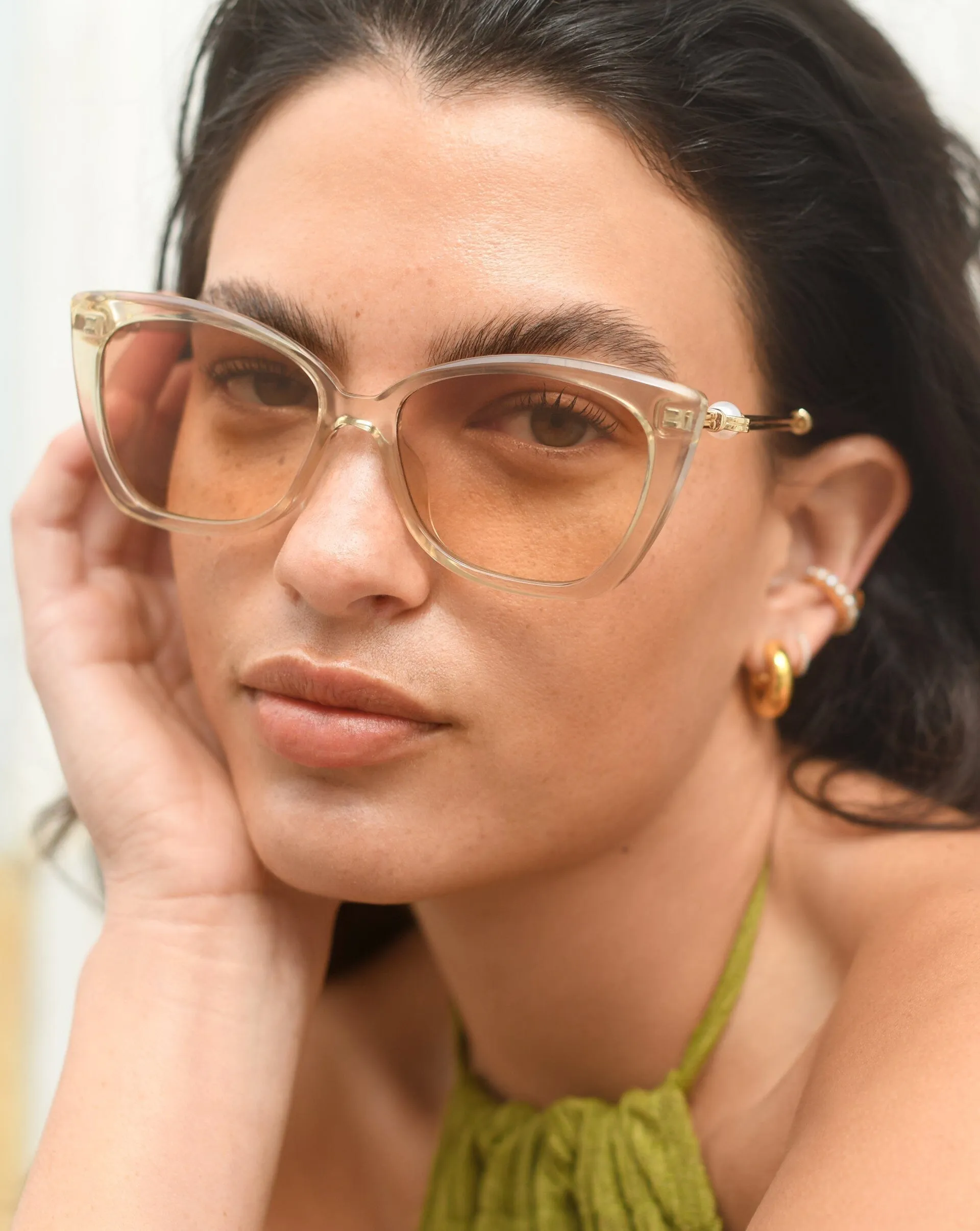 Le Specs Lyra Sphere Cat-Eye Sunglasses | Fawn/Pearl