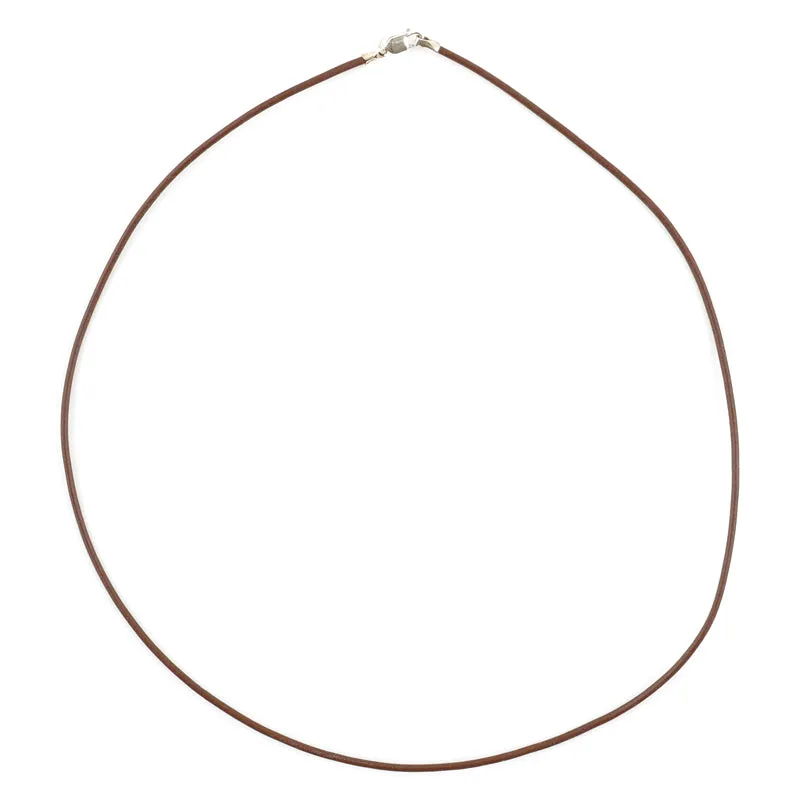 Leather Necklace-1.5mm Leather Cording with Sterling Silver Lobster Clasp-Brown-16 Inches