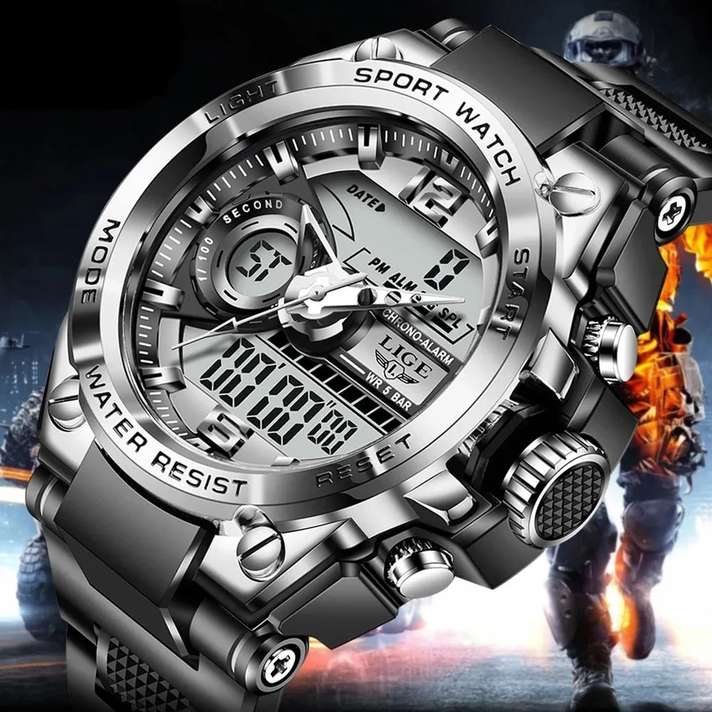 LIGE Men's 50m Waterproof Digital Wristwatch