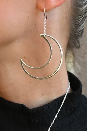 Lighting The Way Silver Moon Earrings