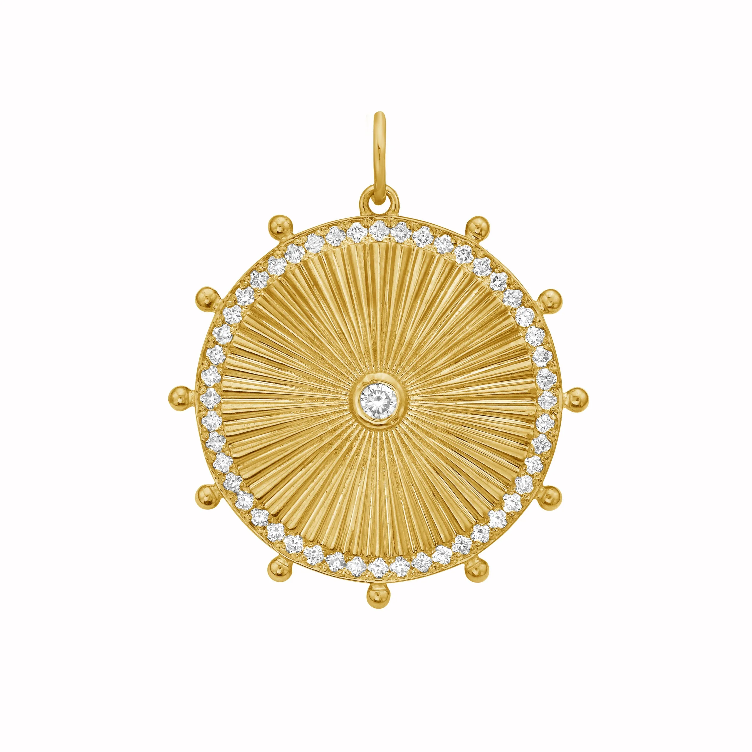 Lionheart - Cassandane - Large Diamond Sun Medallion, Yellow Gold