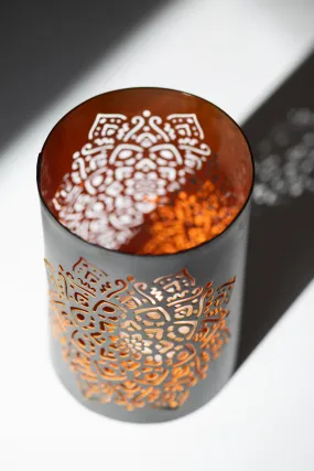 Elegant Lotus Flower Laser Cut Pierced Tin Candle Holder