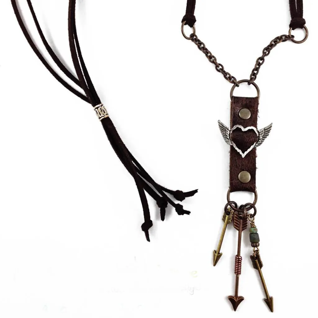 love struck arrows // leather artisan necklace