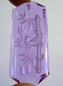 Lovely Lavender Crystal Bamboo and Bird Pendant (CP50)