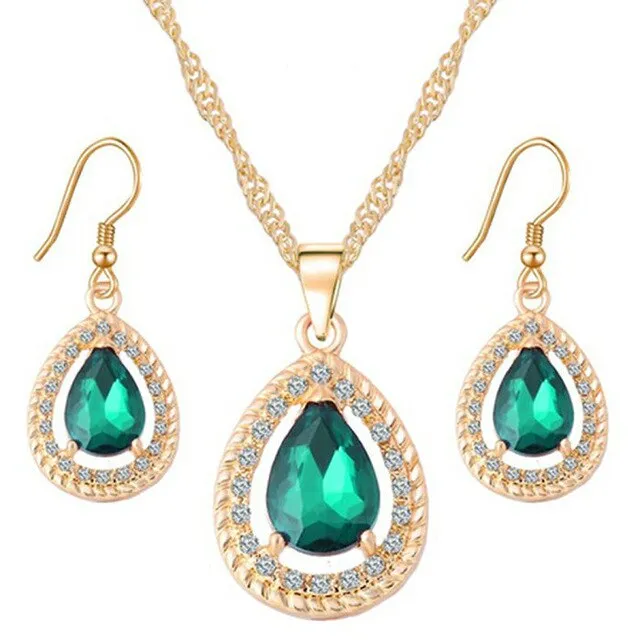 Luxury Crystal Necklace & Earrings Fashion Wedding Jewelry Set