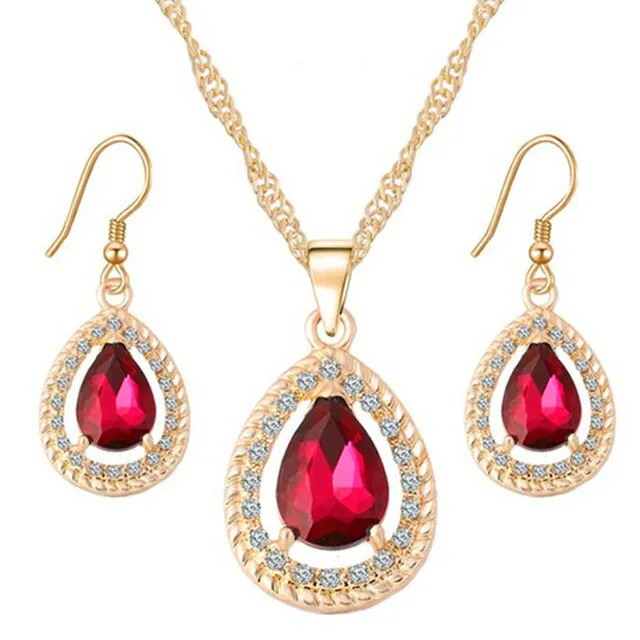 Luxury Crystal Necklace & Earrings Fashion Wedding Jewelry Set