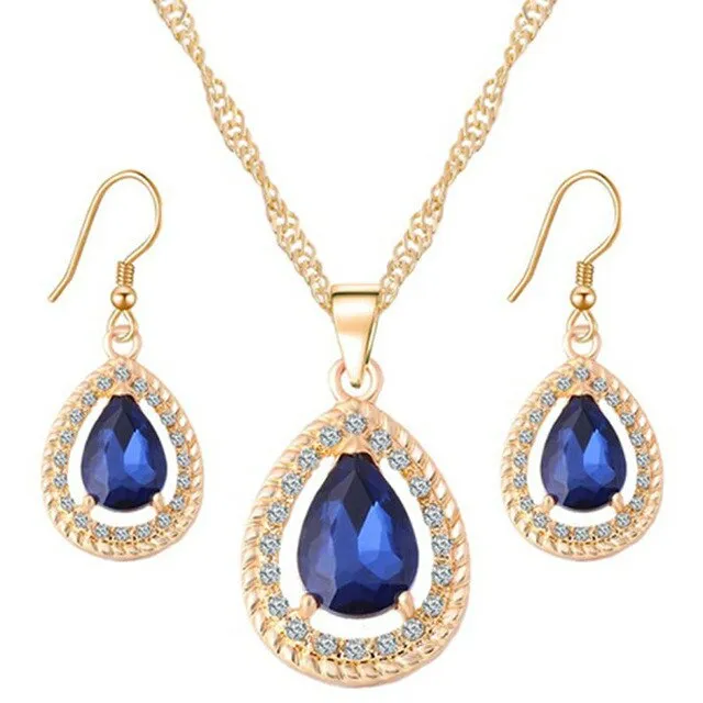 Luxury Crystal Necklace & Earrings Fashion Wedding Jewelry Set