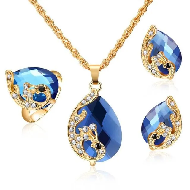 Luxury Crystal Peacock Jewelry Set