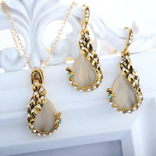 Luxury Crystal Peacock Jewelry Set