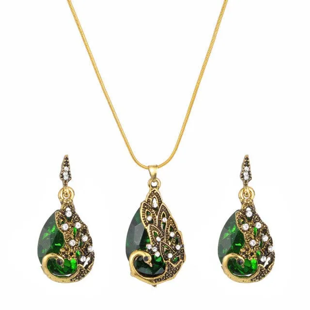 Luxury Crystal Peacock Jewelry Set